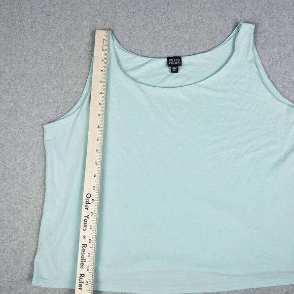 Eileen Fisher Tank Top Womens XL Blue Green Silk Sleeveless Round Neck Blouse - Picture 9 of 15